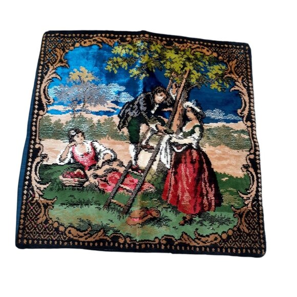 Tapestry Pillow Cover Italian Pastoral Scene Estate Made in Italy 18" Square - Picture 1 of 10